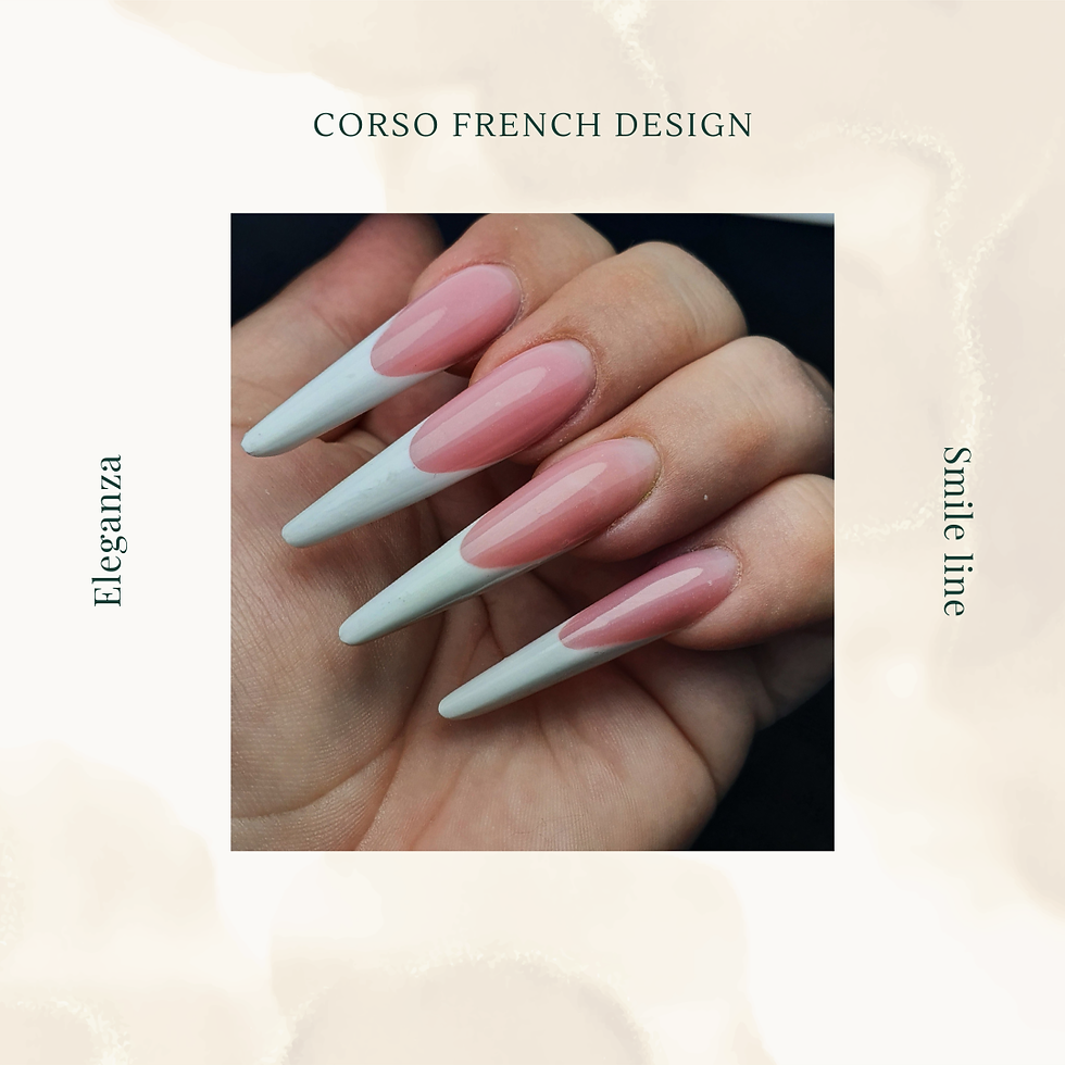 Mano con unghie lunghe ,forma mandorla gotica, french in struttura color bianco