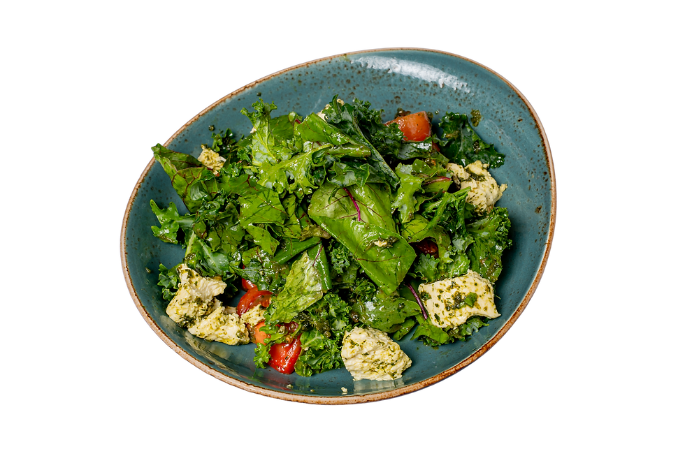 Imeretian cheese salad with green ajika sauce