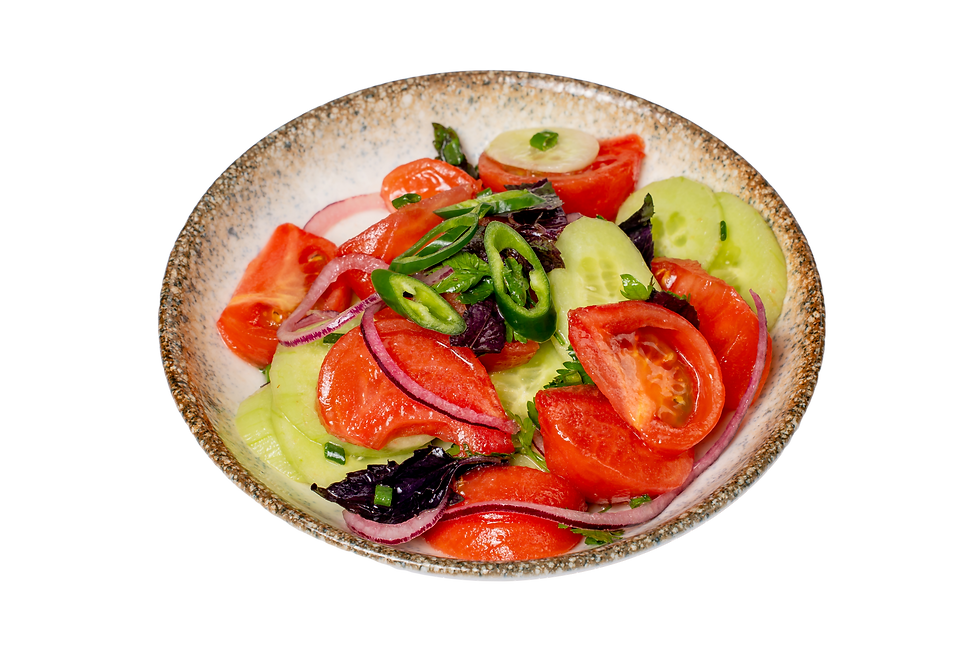 Cucumber and tomato salad with Kakhetian oil (non filtered sunflower oil)