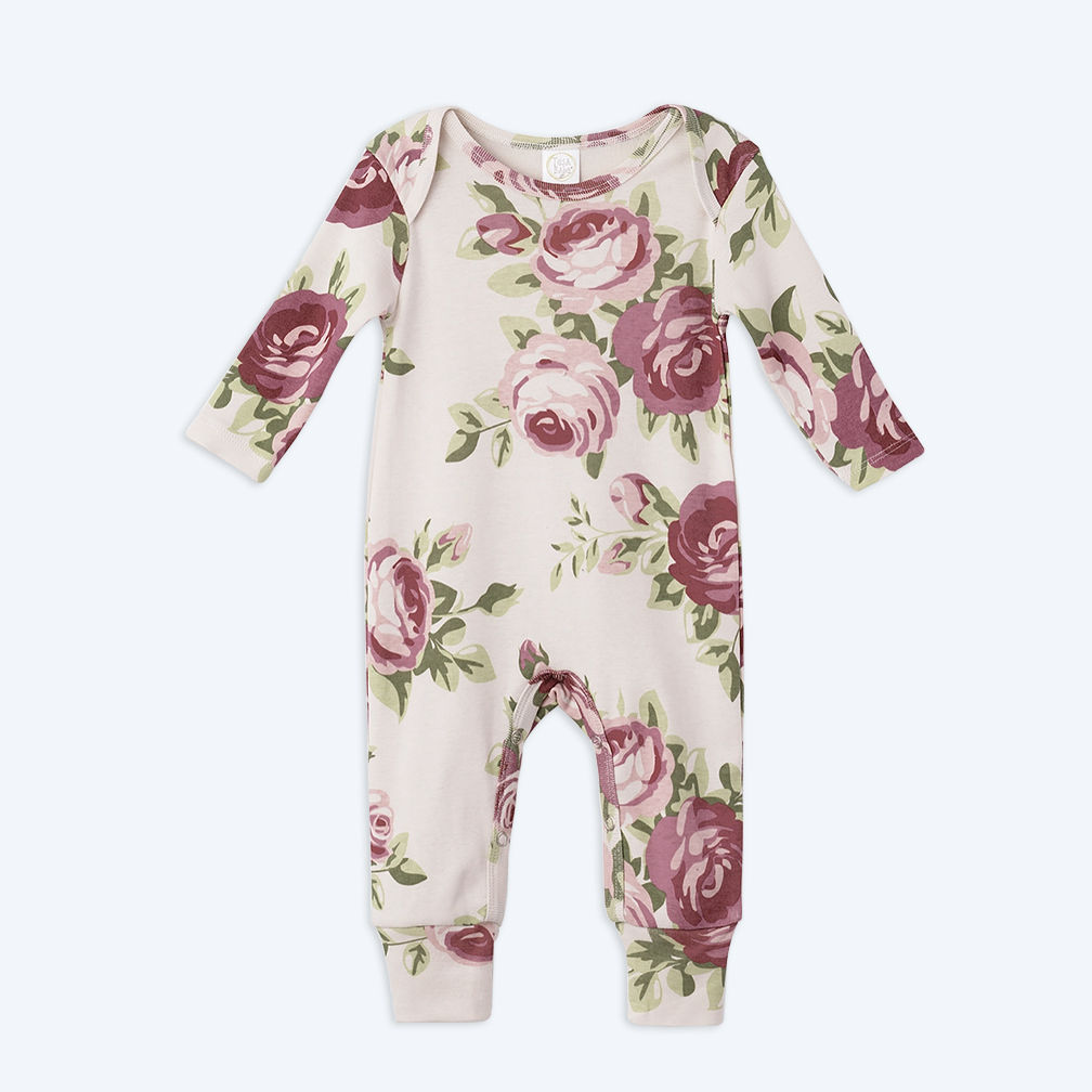 Cabbage Rose Cotton Romper & Headband