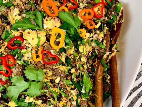 Breakfast Quinoa with Ground Beef and Eggs