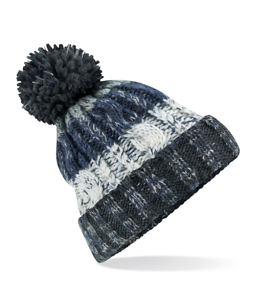 Thumbnail: BC486 Corkscrew pom pom beanie