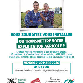 Café de l'Installation et de la Transmission Agricole - Vendredi 20 Mars à Baugé-en-Anjou