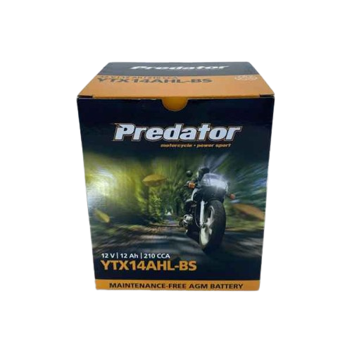 Thumbnail: Predator YTX14AHL-BS 12V Motorcycle Battery
