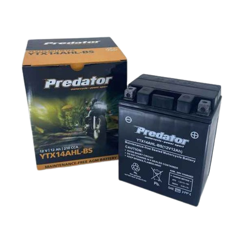 Thumbnail: Predator YTX14AHL-BS 12V Motorcycle Battery