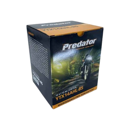 Thumbnail: Predator YTX14AHL-BS 12V Motorcycle Battery