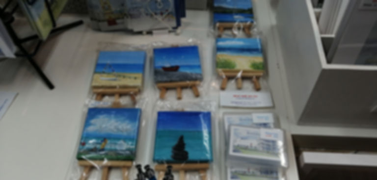 Miniature original painting and easel