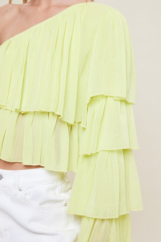 Sunrise Serenade One-Shoulder Ruffle Top