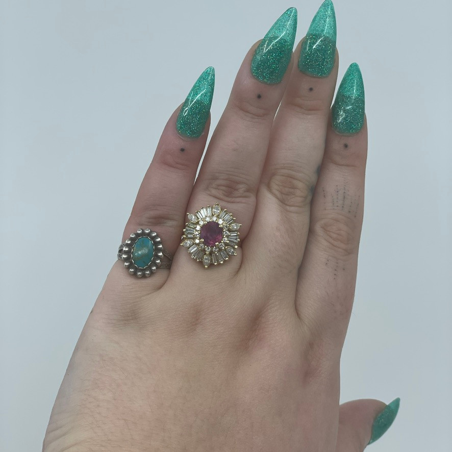 Thumbnail: Beaded Halo Turquoise Ring