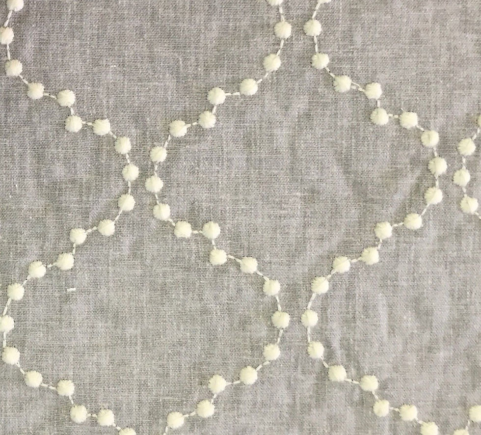 Gray Embroidered Linen - Textured White dots