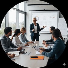 toplantı odasında kurumsal eğitime katılan yönetici ve müdürler