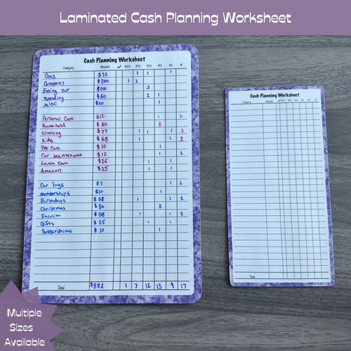 Glimmer Worksheet.pdf Laminated Cash Planning WorkSheet | Purple Glimmer