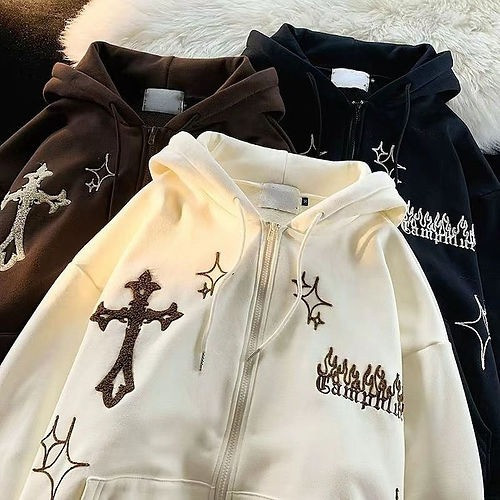 Y2K Cross Zipper Hoodie | Paper Castle India