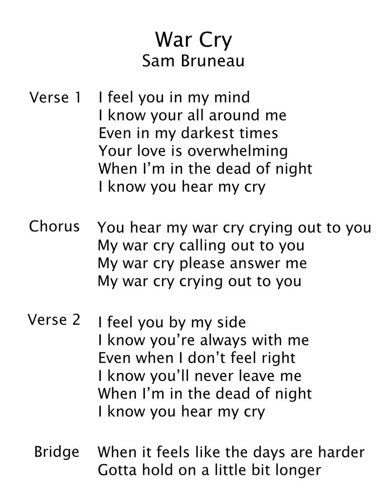 Song Lyrics War Cry Song Lyrics War Cry