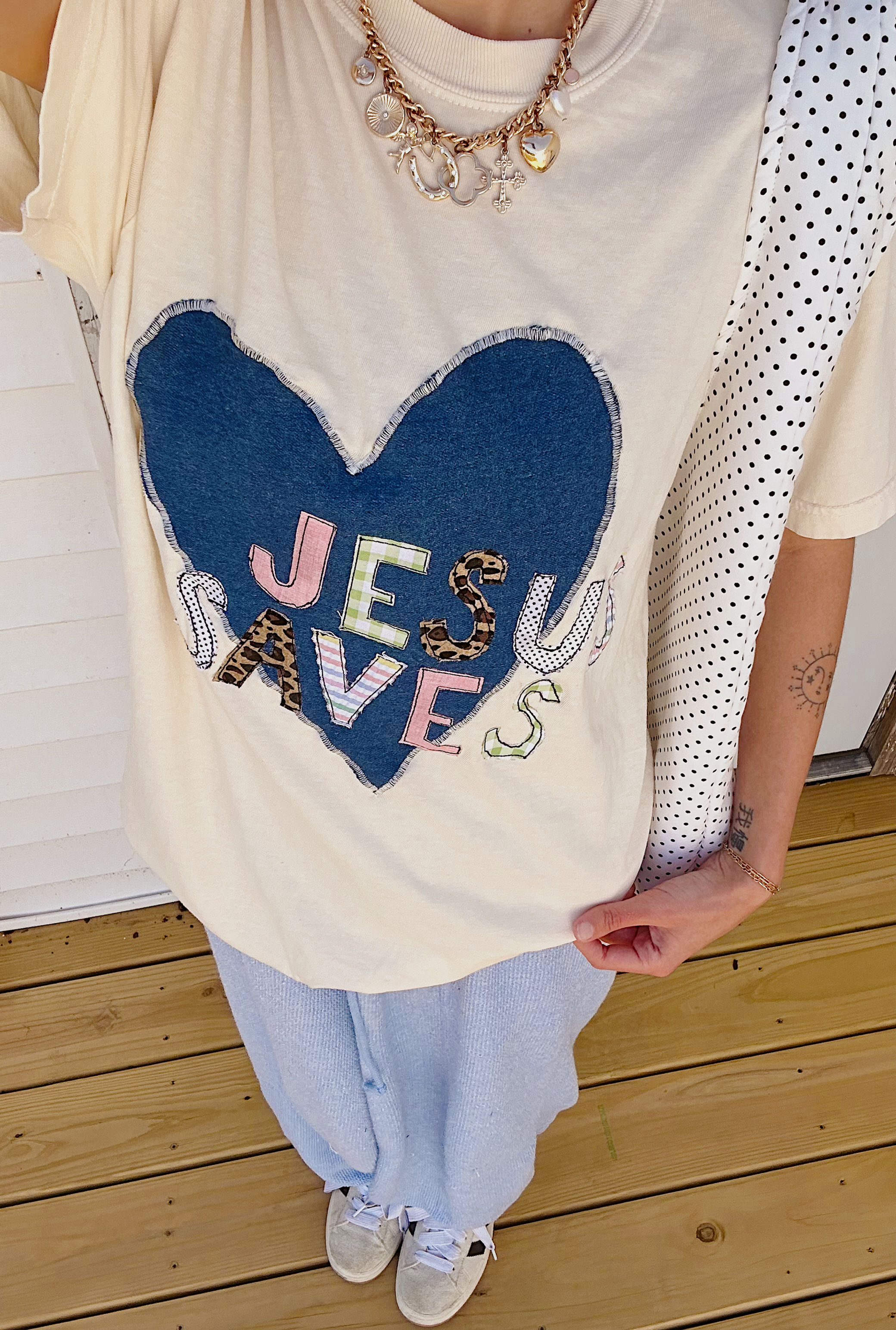 Jesus Saves Patchwork Tee