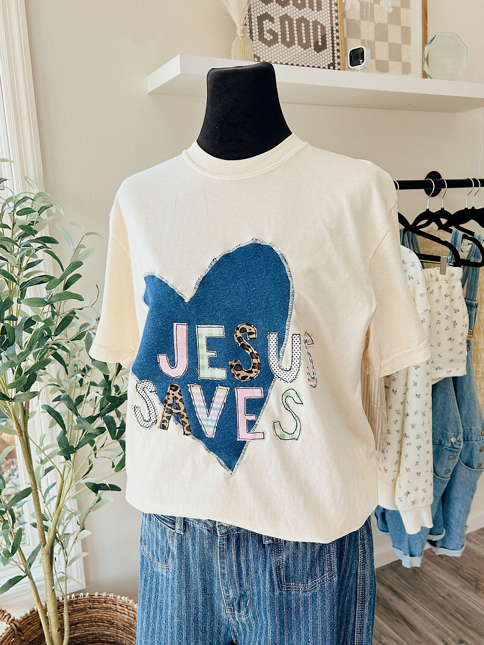 Thumbnail: Jesus Saves Patchwork Tee