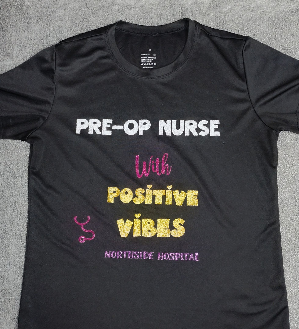 Black t-shirt with Pre-Op Nurse With Positive Vibes text