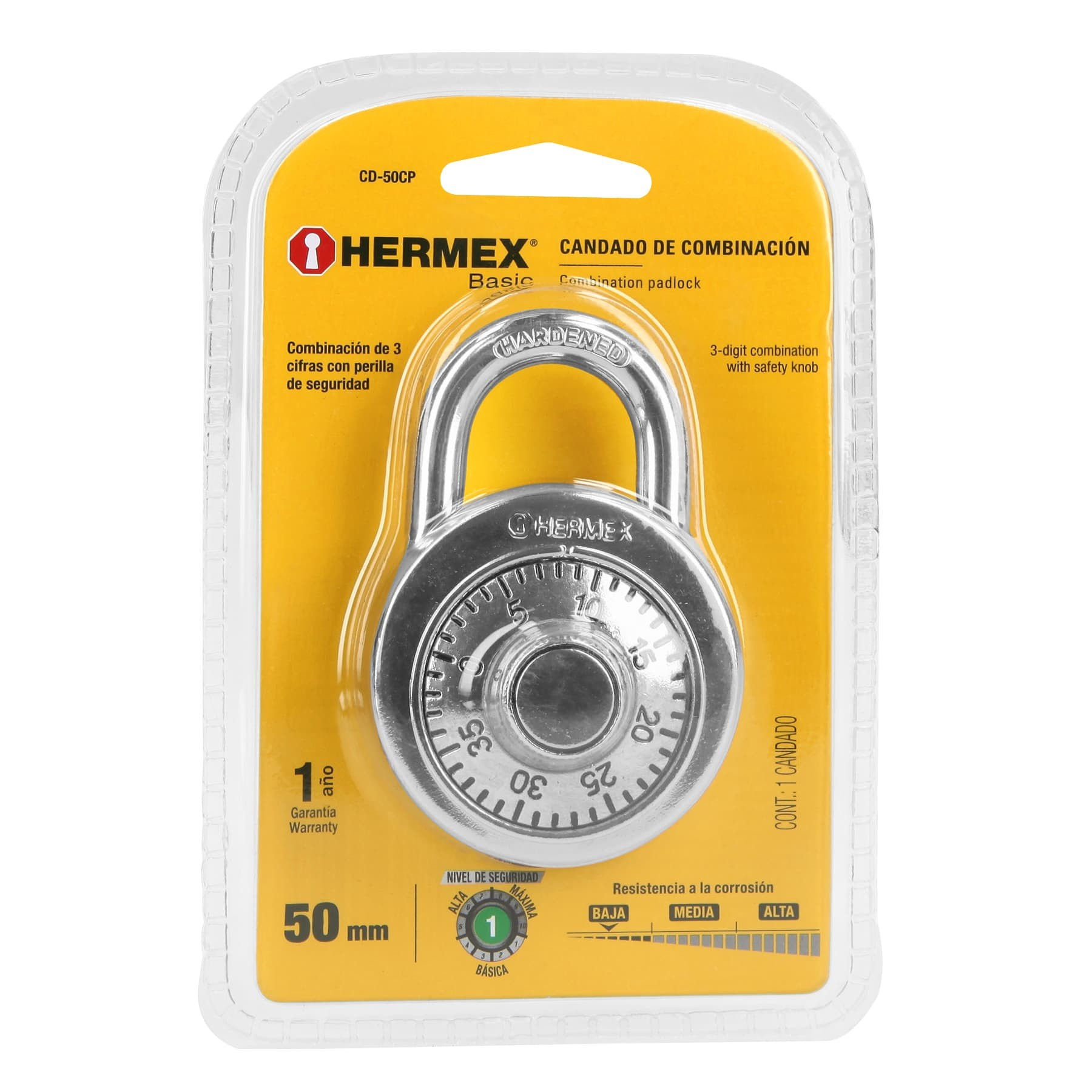 CANDADO DE CONBINACION DE DISCO HERMEX FIGURA CD-50CP