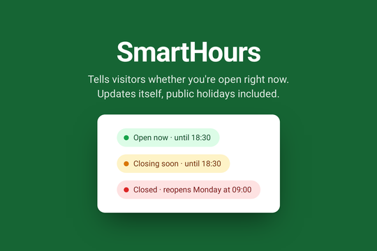 SmartHours · Open hours banner