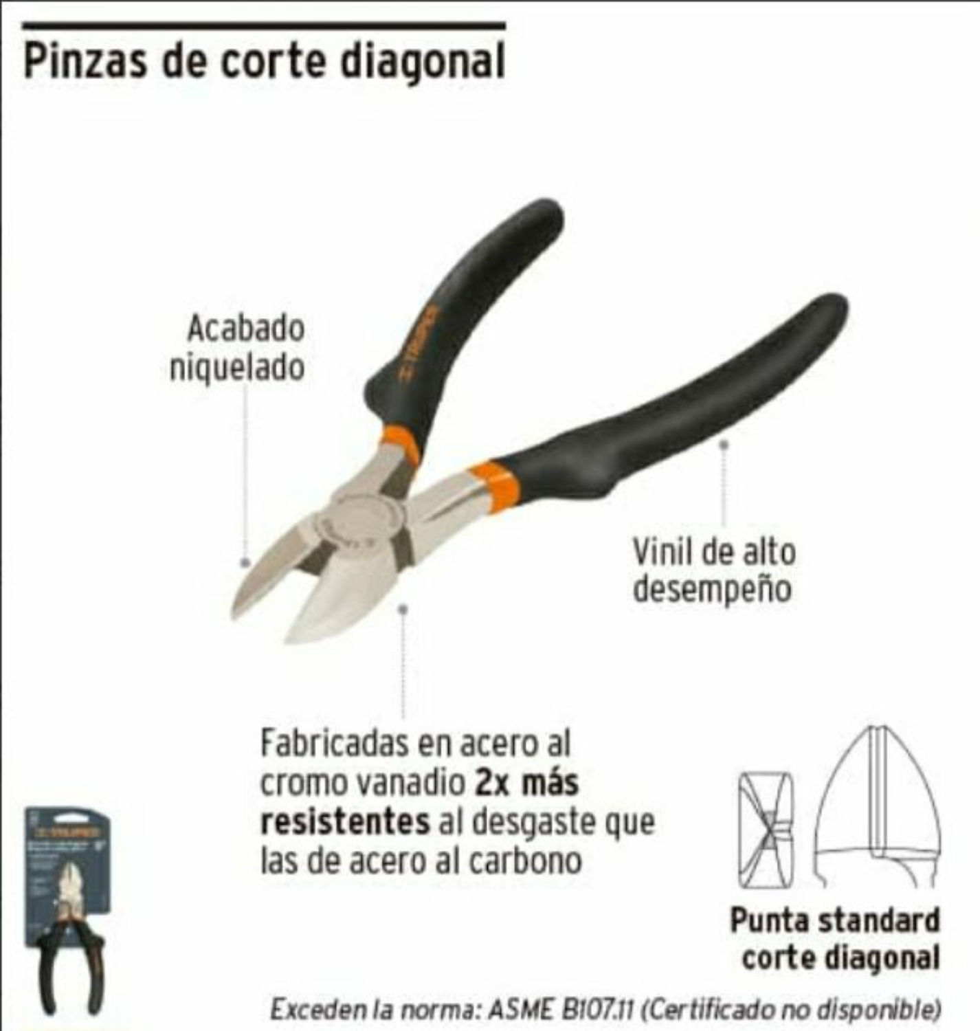 PINZAS DE CORTE DIAGONAL  8" LARGO 