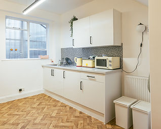A kitchen space in an educational setting.