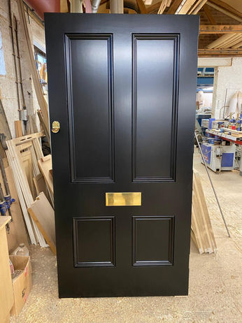 A black wooden door