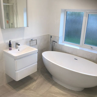 new renovated bathroom with a bathtub