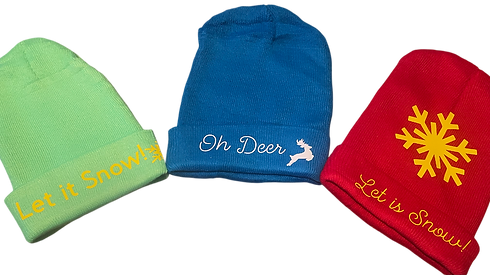 A selection of personalised hats for Christmas