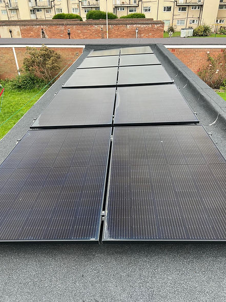 A series of solar panels for a domestic roof.
