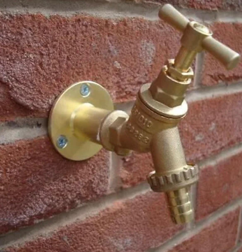 A gold outside tap