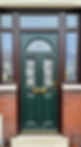 An elegant green door.
