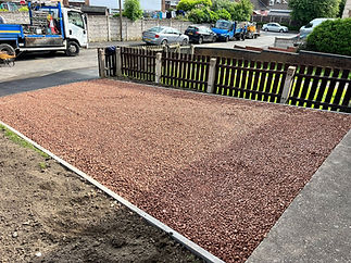 Resin driveway installation redstone at a residential property.