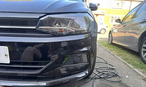 The front of a car with a single-stage polish