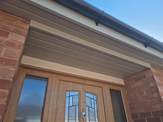 The exterior of a domestic property, with guttering