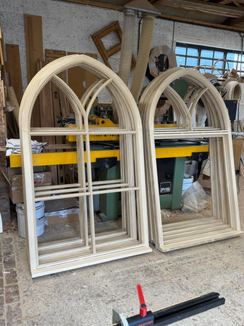 A set of wooden window frames