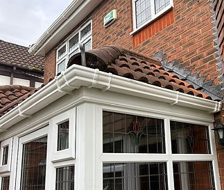 A small domestic extension with a guttering system.