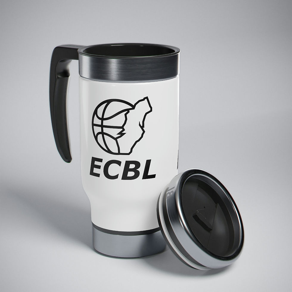 ECBL Stainless Steel Travel Mug with Handle, 14oz (Black Logo)