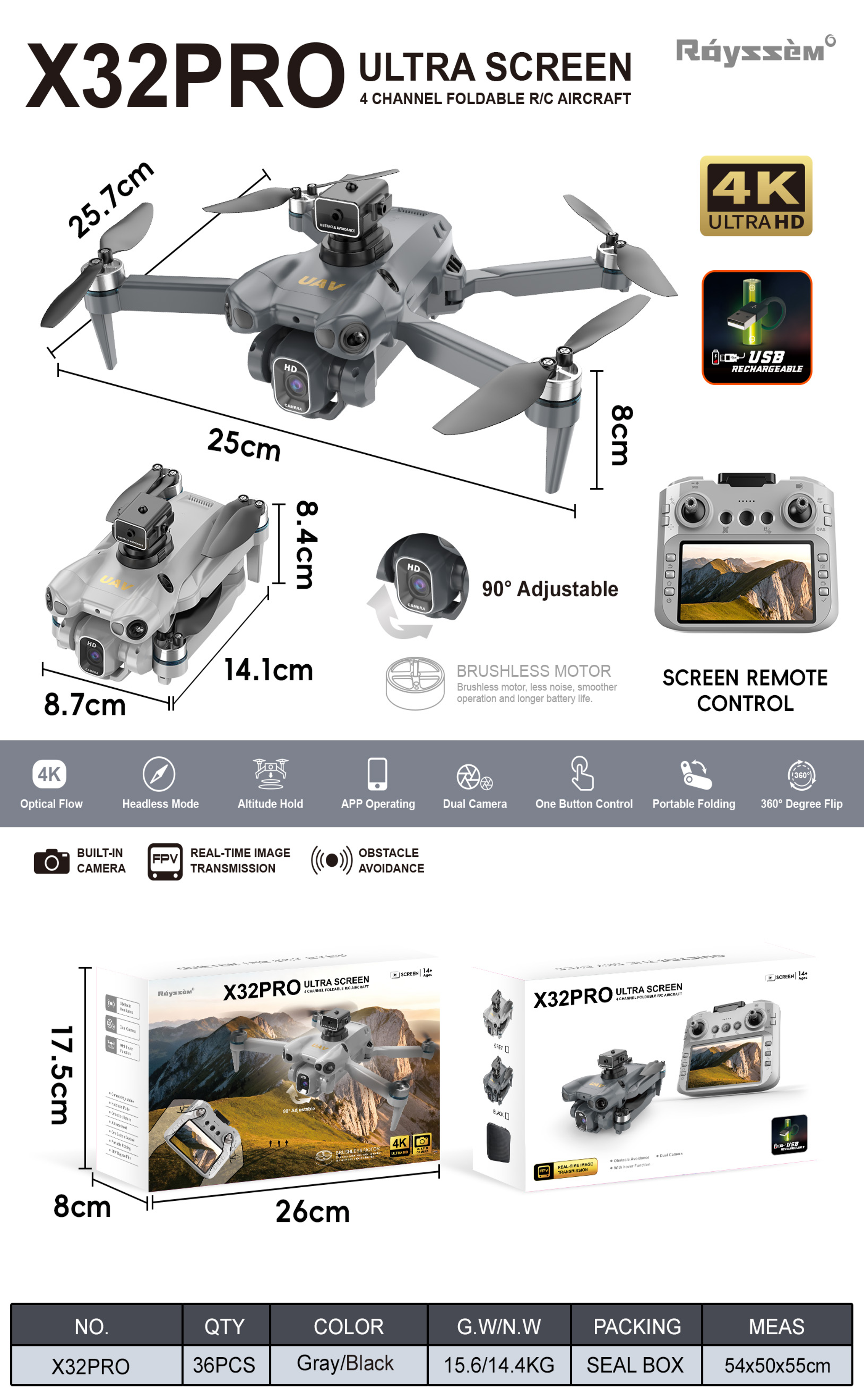 Dron X32PRO con Doble Cámara– Vuelo Inteligente y Estable