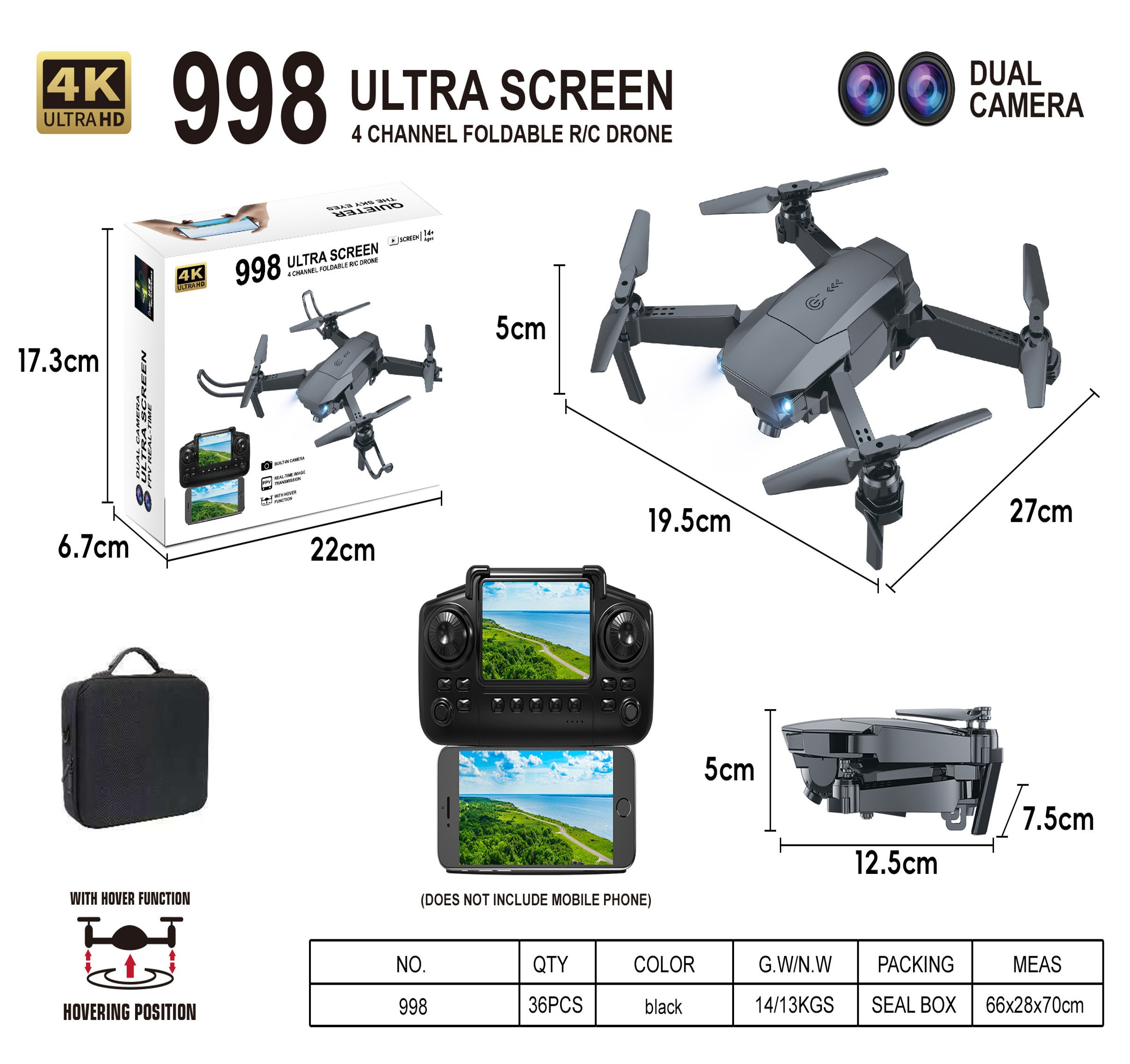 Dron Modelo 998 con Doble Cámara – Tecnología y Diversión Aérea