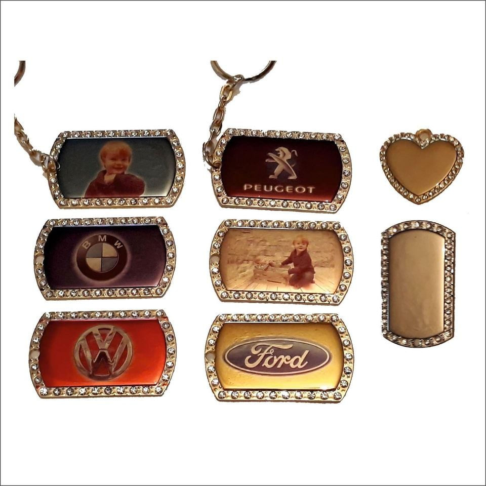 Thumbnail: Gold Plated Dog Tag with cubic diamonds