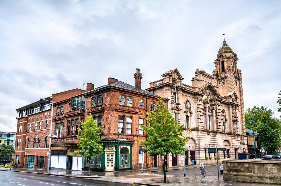 A low angle shot of Nottingham Council House whilst a property valuation is been carried out inside
