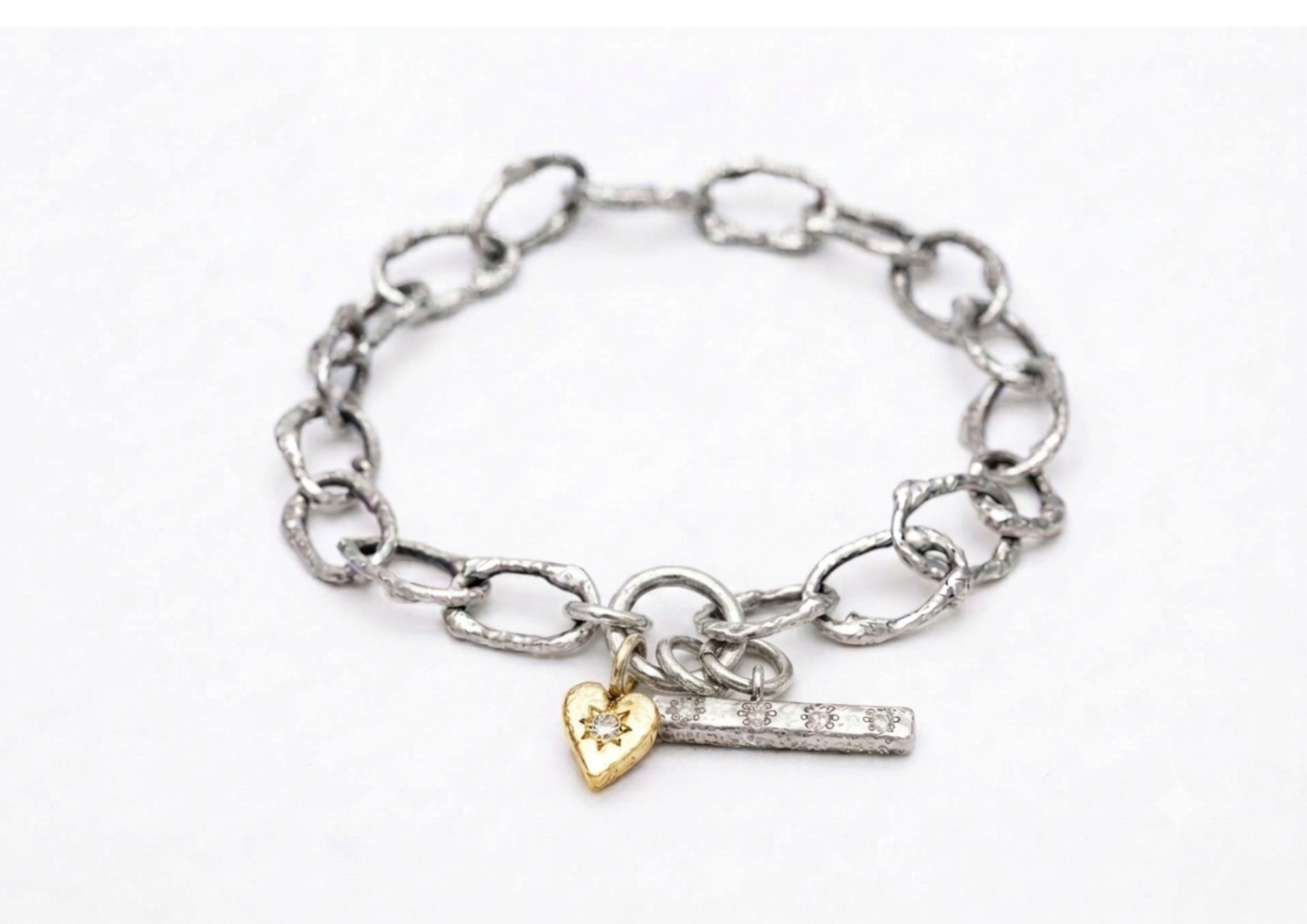 Entwined Link Bracelet Silver & Diamond