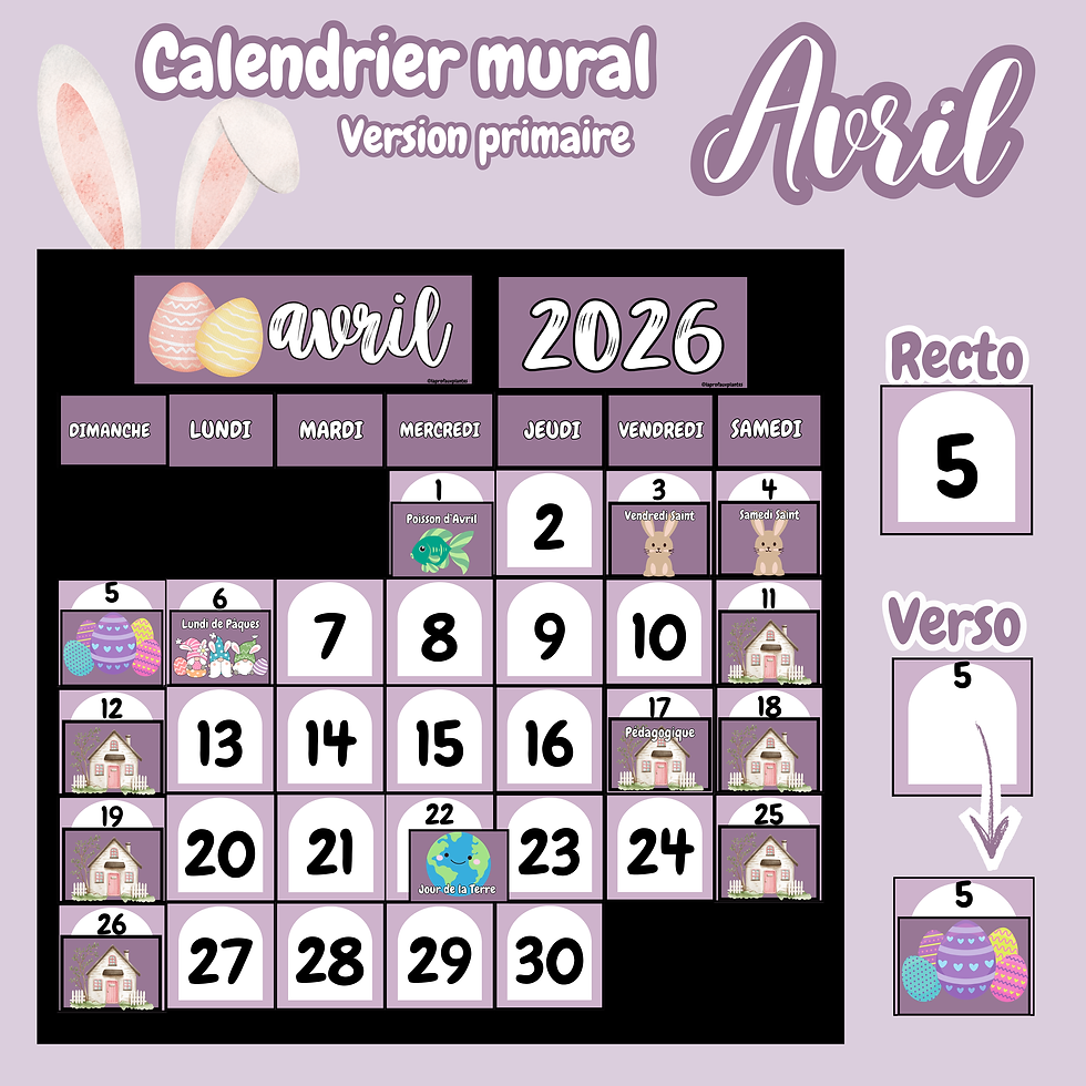 Miniature : Calendrier du printemps - Pâques - Avril