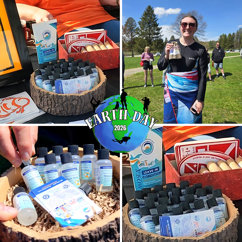 Stram2Sea products displayed at the Earth Dy event as giveaways for the volunteers.Stream2Sea is a proud sponsor.