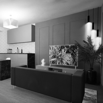 Sala e Cozinha em espaço reduzido.