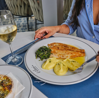Lunch or dinner at Victoria - Fish Meunière and a glass of wine