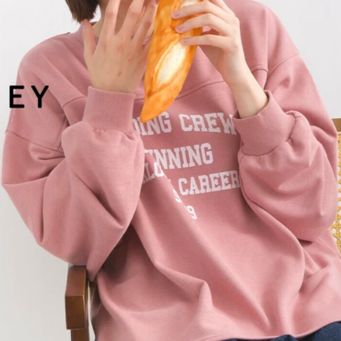 日本直送 TC羊毛印花粉紅色衛衣