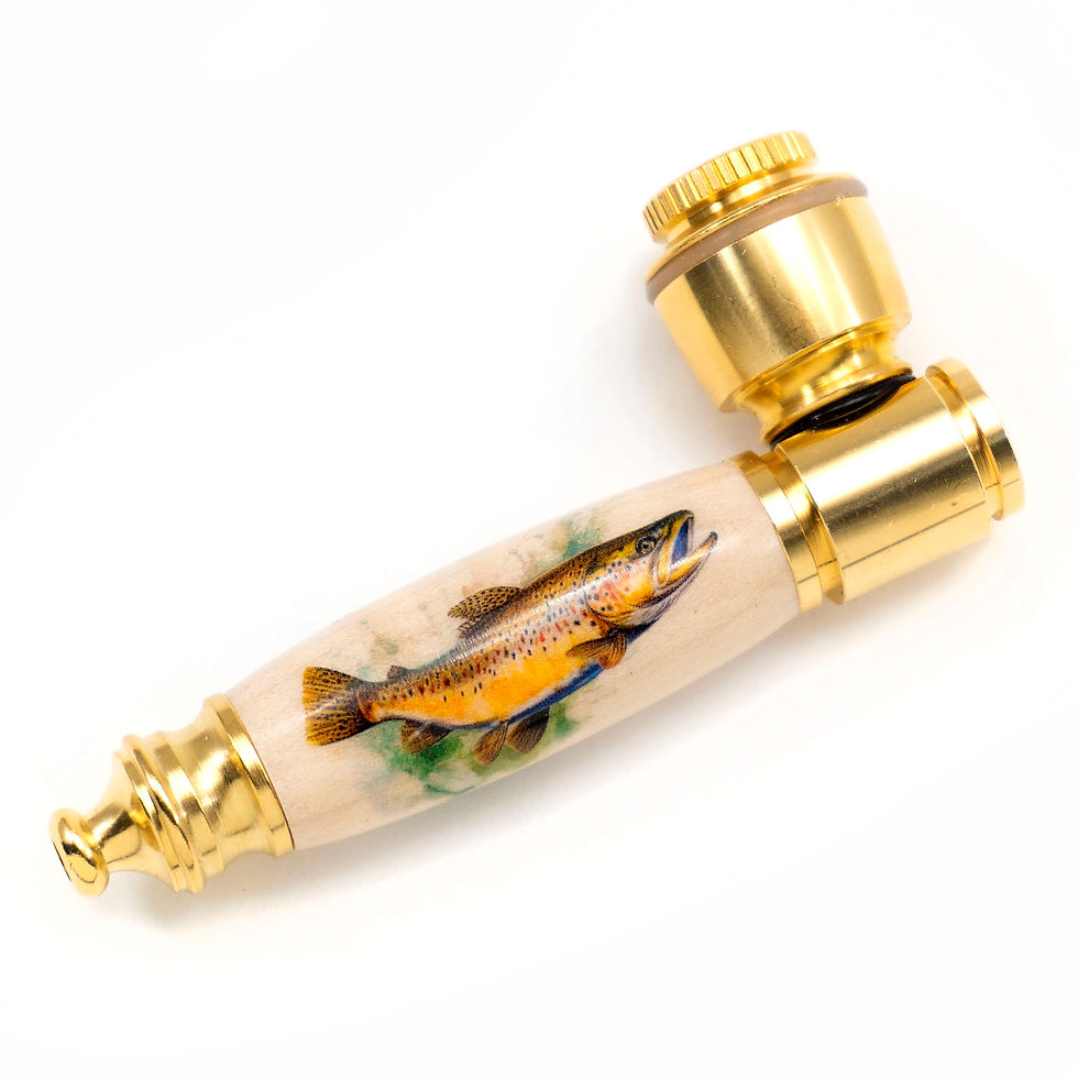 Thumbnail: Fly Fishing Curly Maple Trout Smoking Gift Pipe