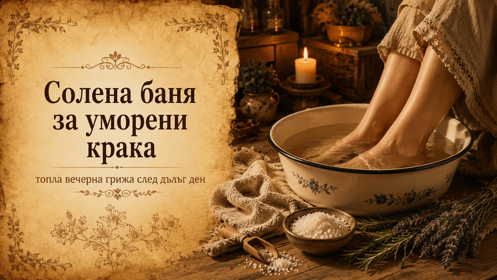 Солена баня за уморени крака - старата грижа, която краката не забравят