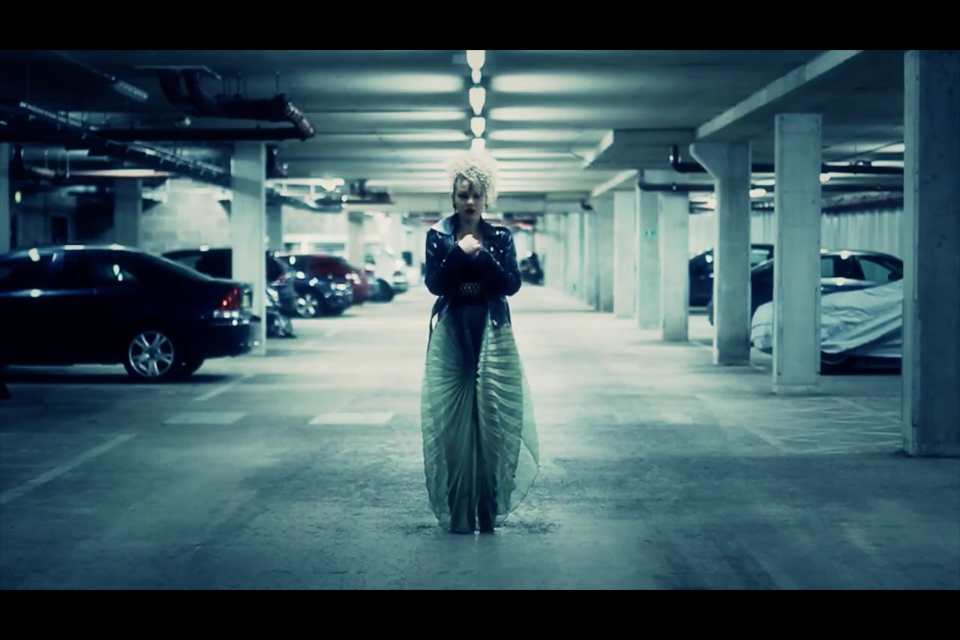 Rocco wearing Zandra Rhodes on set the Hero music video